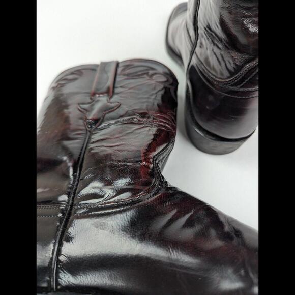 [SOLD] LUCCHESE Sz 11D L3521 Black Cherry Goat Skin Leather Western Roper Boot - Picture 10 of 15